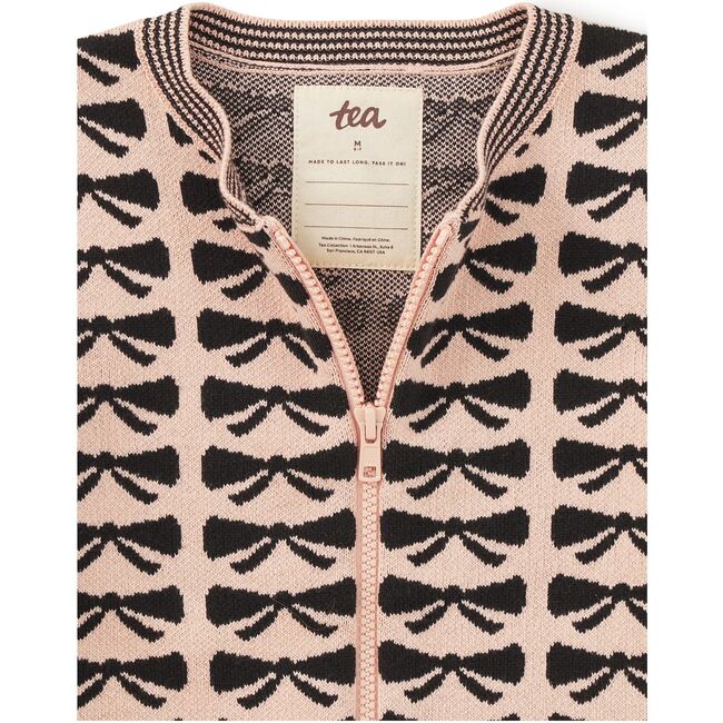 Zip Up Bow Cardigan, Bow - Cardigans - 2