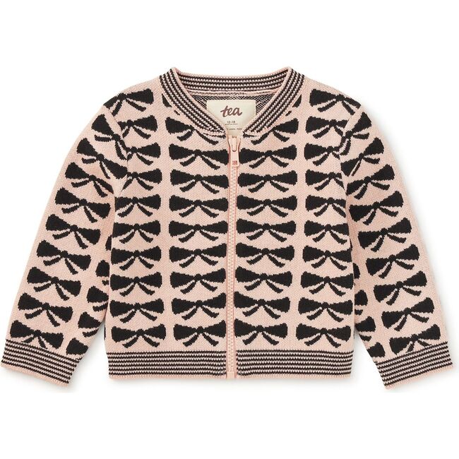 Zip Up Bow Cardigan, Bow - Cardigans - 3