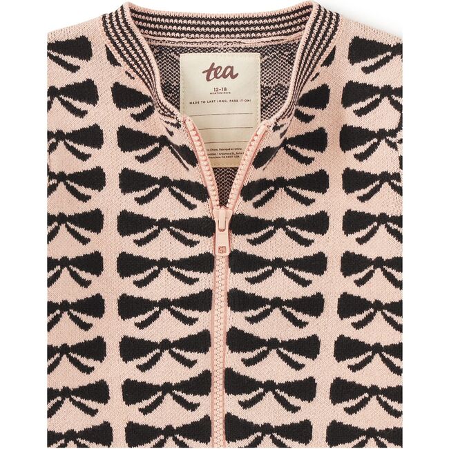 Zip Up Bow Cardigan, Bow - Cardigans - 4