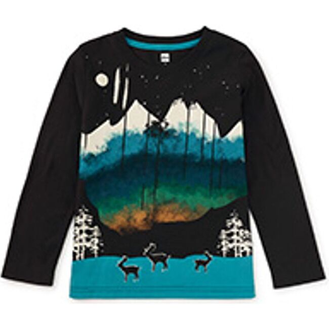 Glowing Lights Graphic Tee, Jet Black