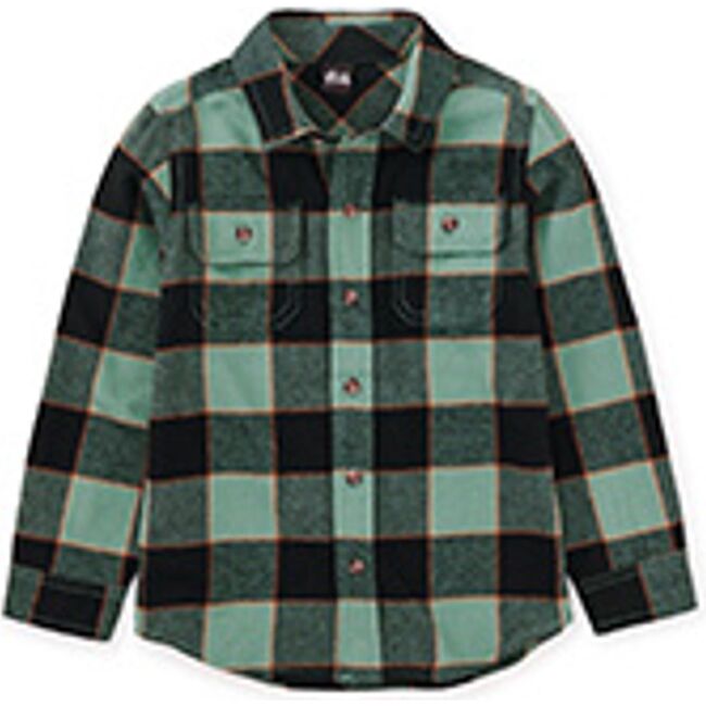 Flannel Button Up Shirt, Forest Plaid