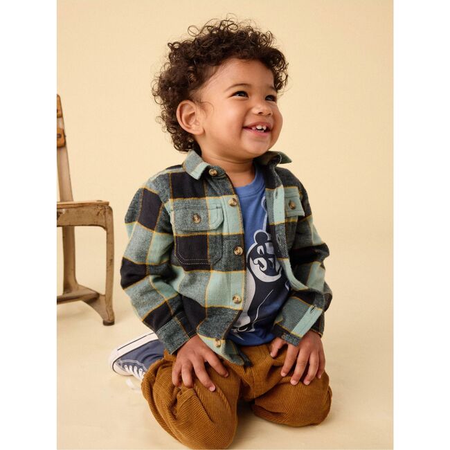Flannel Button Up Shirt, Forest Plaid - Button Downs - 6