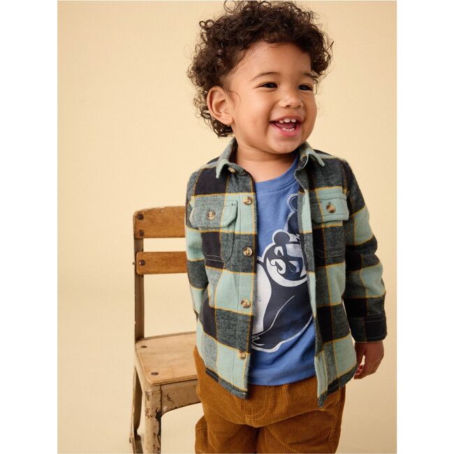Flannel Button Up Shirt, Forest Plaid - Button Downs - 7