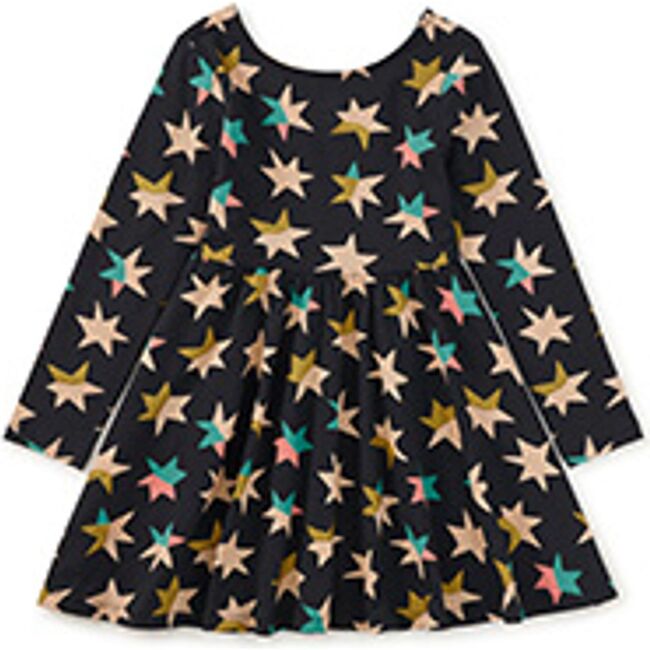 Printed Ballet Dress, Colorblock Metallic Stars