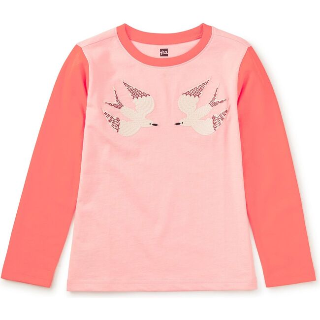 Embroidered Magpies Blocked Te, Cherry Blossom - T-Shirts - 2