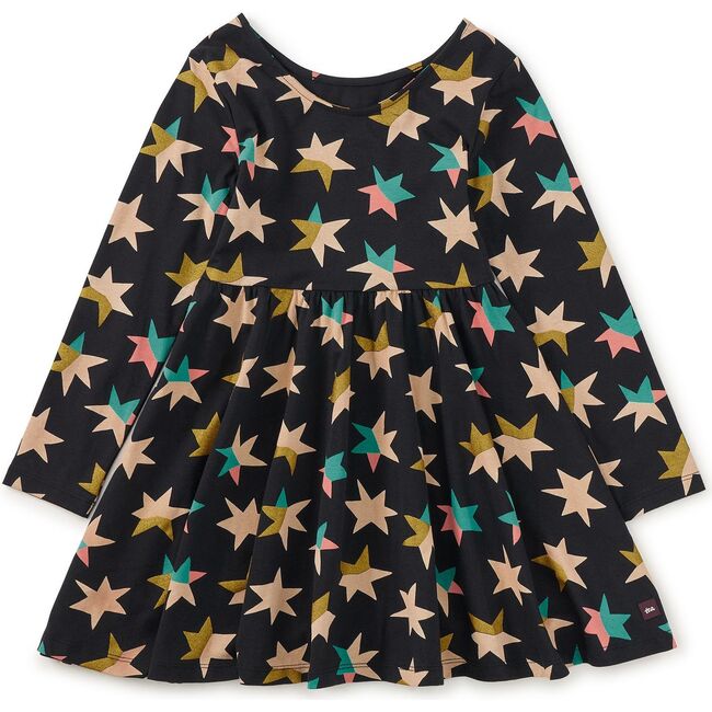 Printed Ballet Dress, Colorblock Metallic Stars - Dresses - 4