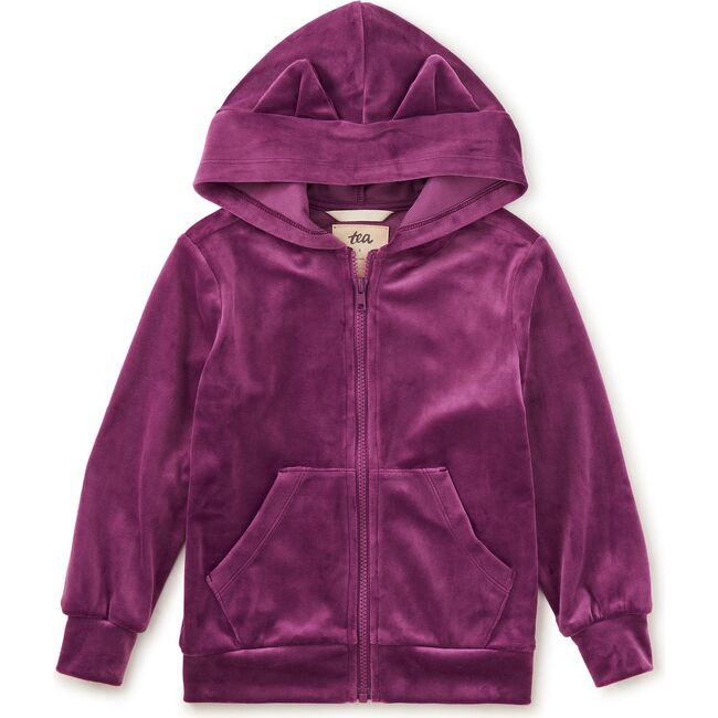 Cat Ears Velour Hoodie, Cosmic Berry