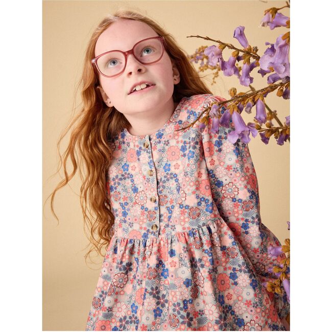 Corduroy Henley Shirtdress, Japanese Mini Floral - Dresses - 5