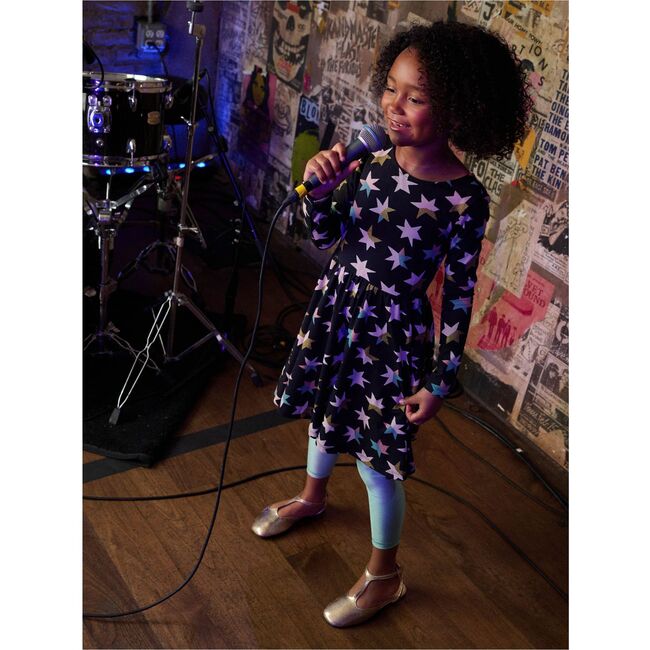 Printed Ballet Dress, Colorblock Metallic Stars - Dresses - 7