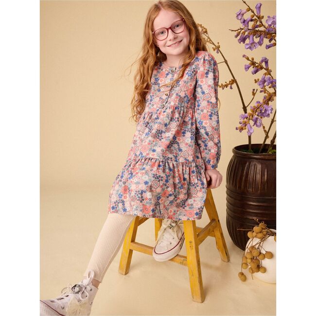 Corduroy Henley Shirtdress, Japanese Mini Floral - Dresses - 6