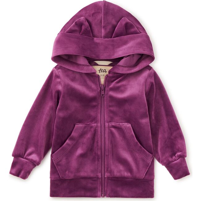 Cat Ears Velour Hoodie, Cosmic Berry - Sweatshirts - 5