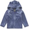 Bear Ears Velour Baby Hoodie, NAVAL BLUE - Sweatshirts - 1 - thumbnail