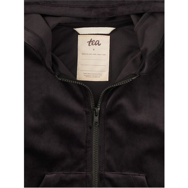 Cat Ears Velour Hoodie, Jet Black - Sweatshirts - 4