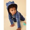 Bear Ears Velour Baby Hoodie, NAVAL BLUE - Sweatshirts - 3