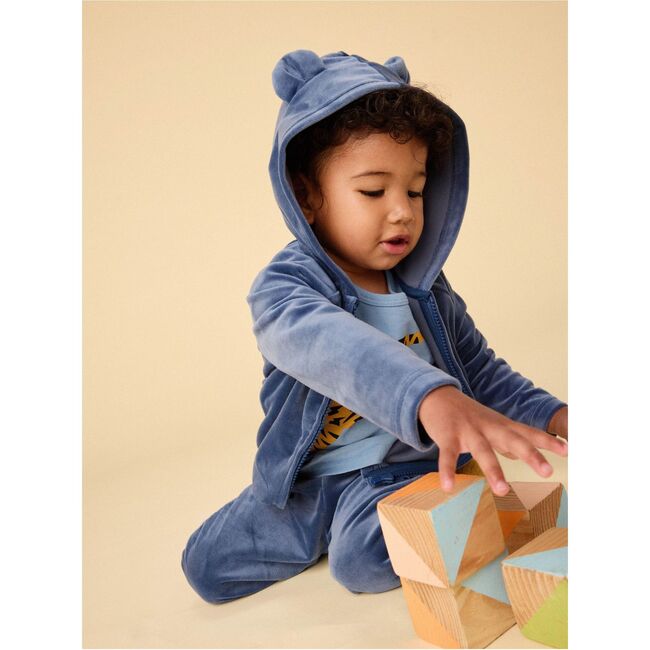 Bear Ears Velour Baby Hoodie, NAVAL BLUE - Sweatshirts - 5