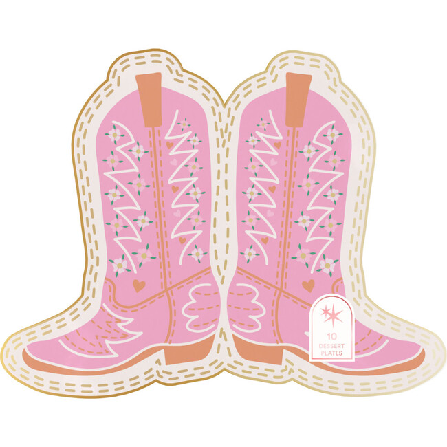 Boot Scoot Blooms Cowboy Boot Dessert Plate Set