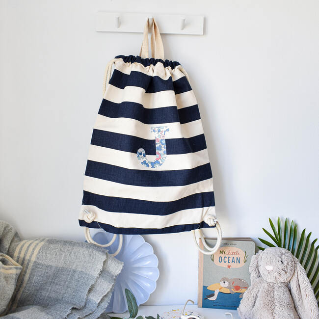 Liberty Of London Personalised Drawstring Bag, Navy