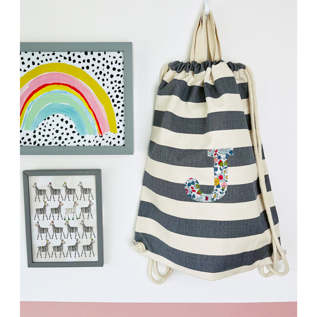 Liberty Of London Personalised Drawstring Bag, Grey - Backpacks - 4
