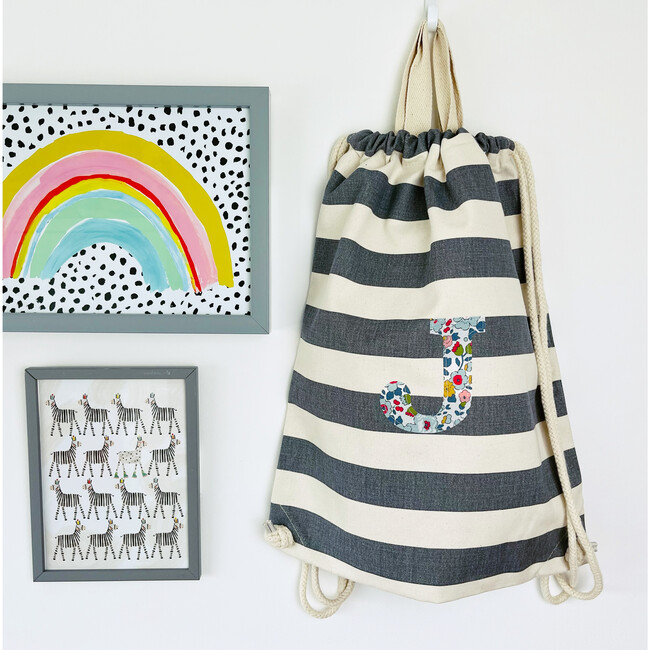 Liberty Of London Personalised Drawstring Bag, Grey - Backpacks - 5