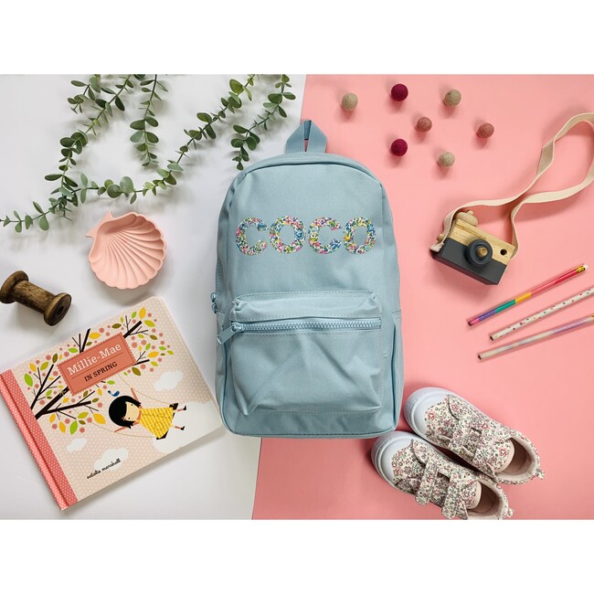 Liberty of London Personalised Name Mini Backpack, Light Blue