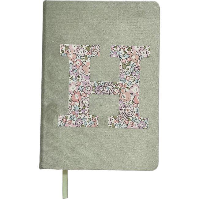 Liberty of London A5 Personalised Velvet Ruled Notebook, Sage