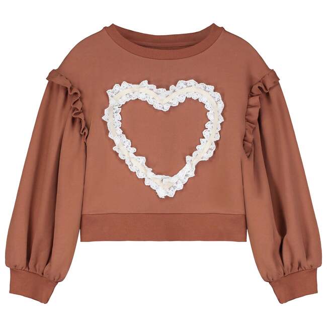 Lace Heart Sweatshirt Dark Brown