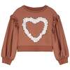 Lace Heart Sweatshirt Dark Brown - Sweatshirts - 1 - thumbnail