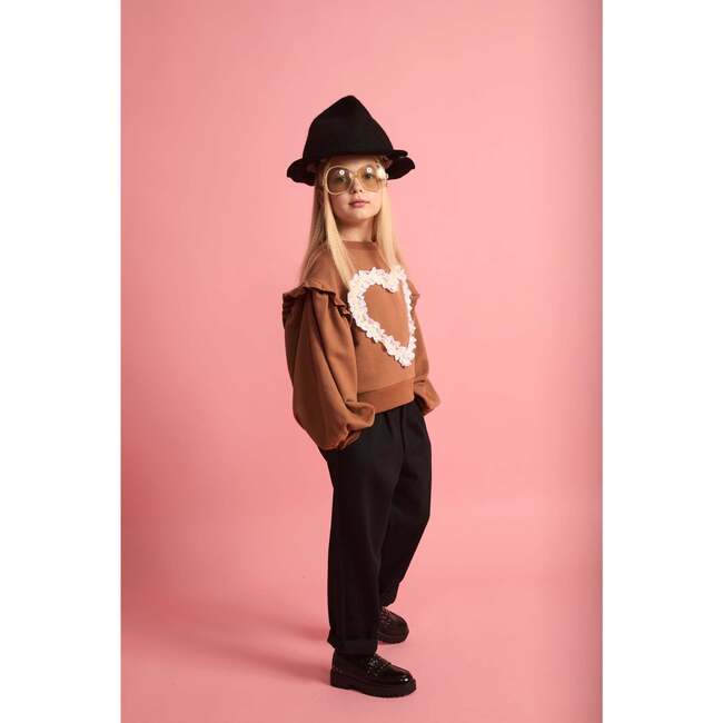 Lace Heart Sweatshirt Dark Brown