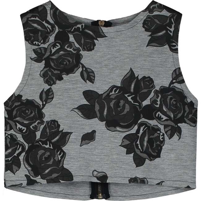 Black Flower Neoprene Top