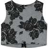Black Flower Neoprene Top - Shirts - 1 - thumbnail