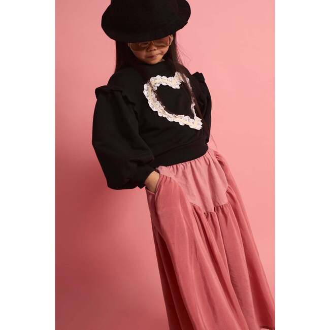 Lace Heart Sweatshirt Black - Sweatshirts - 4