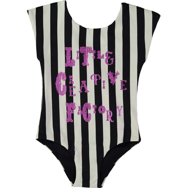Black Striped Bathing Suit