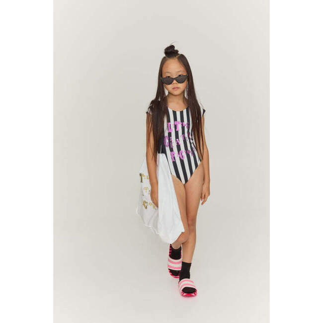 Black Striped Bathing Suit - One Pieces - 2