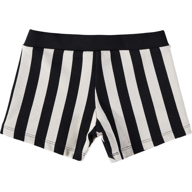 Black Striped Bathing Shorts