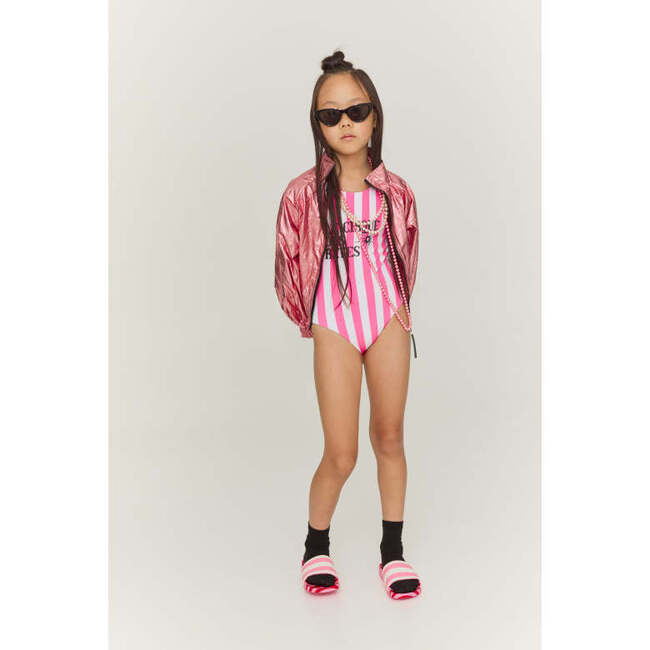 Pink Striped Bathing Suit - One Pieces - 2