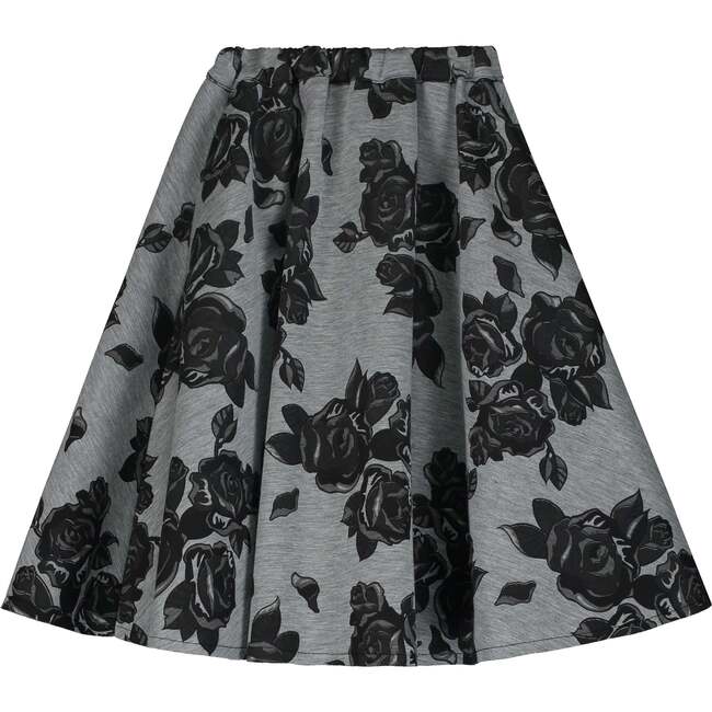 Black Flower Neoprene Skirt