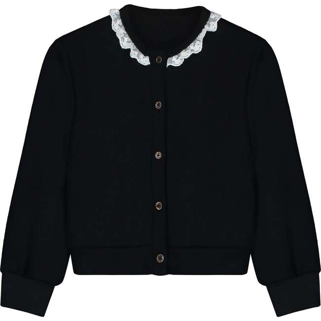 Knit Lace Cardigan Black