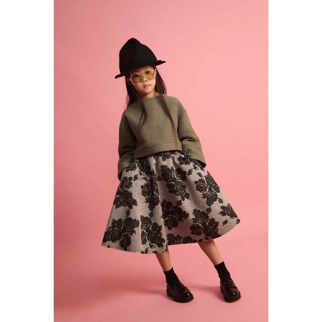 Black Flower Neoprene Skirt - Skirts - 2