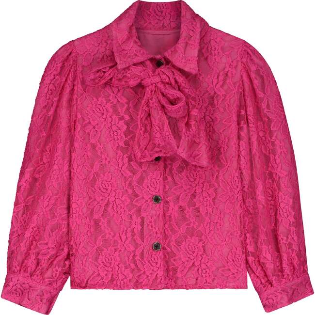 Lace Bow Blouse Fuchsia