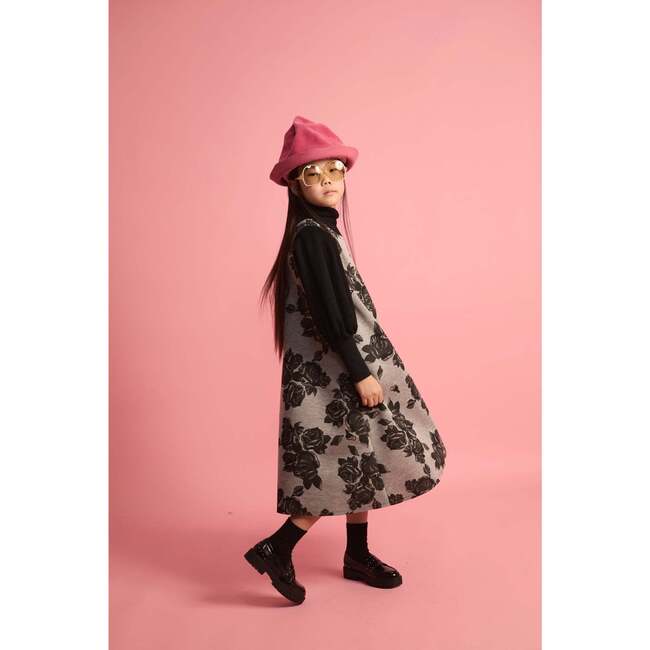 Black Flower Neoprene Apron Dress - Dresses - 2