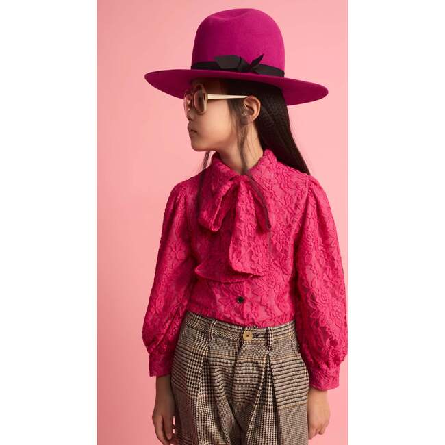 Lace Bow Blouse Fuchsia - Blouses - 3