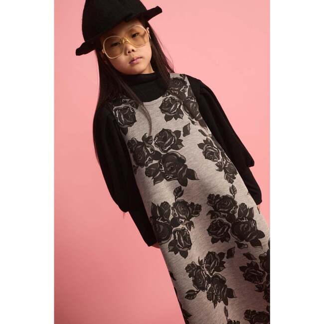 Black Flower Neoprene Apron Dress - Dresses - 3