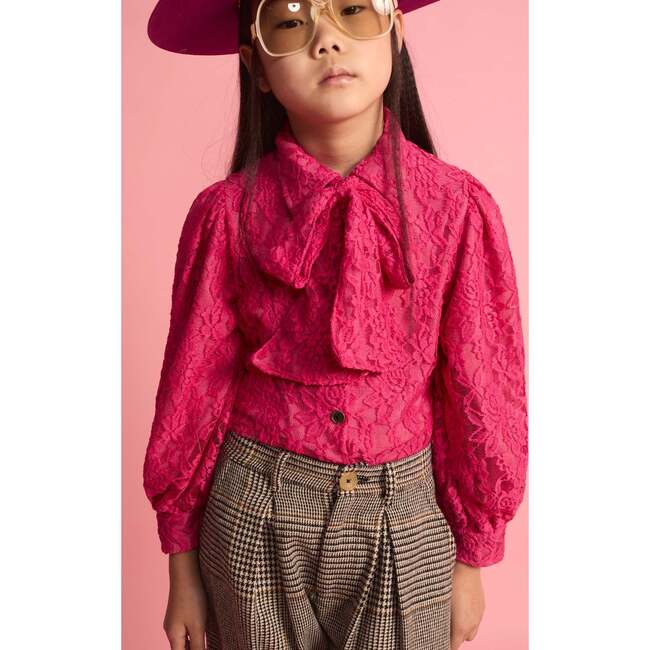 Lace Bow Blouse Fuchsia - Blouses - 4