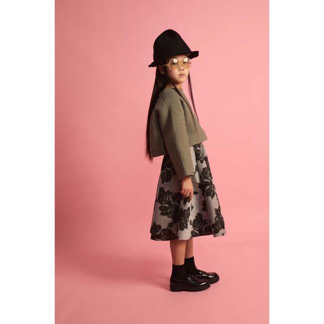 Black Flower Neoprene Skirt - Skirts - 5