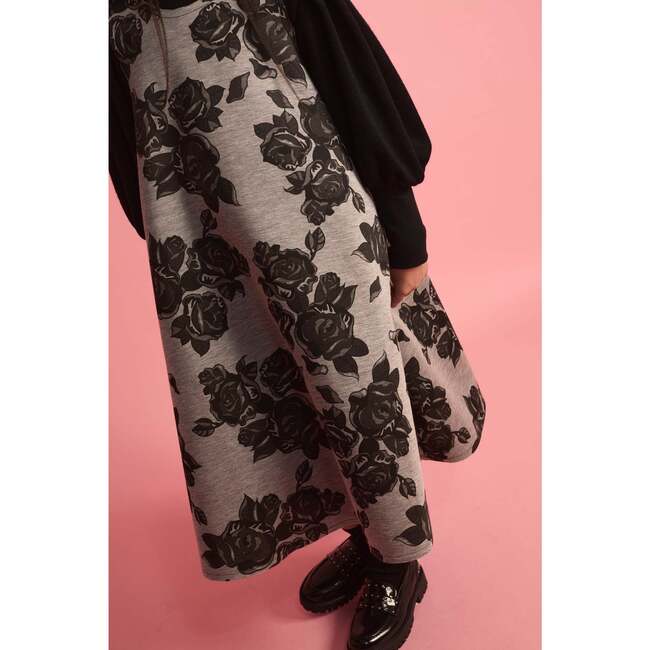 Black Flower Neoprene Apron Dress - Dresses - 4