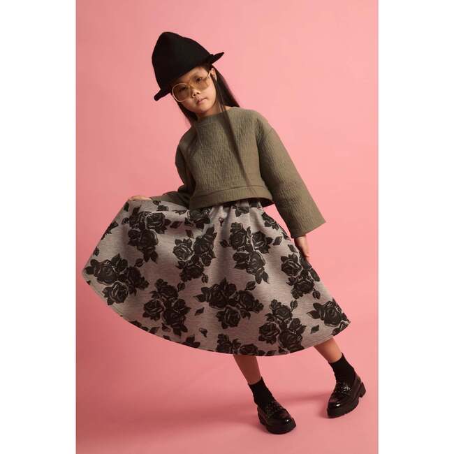 Black Flower Neoprene Skirt - Skirts - 6