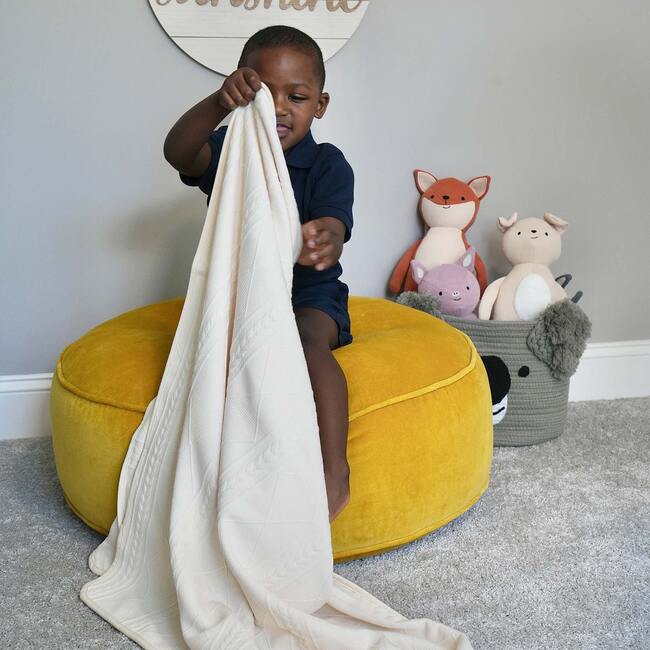 GooseWaddle Knit Blanket, Oatmeal - Blankets - 4