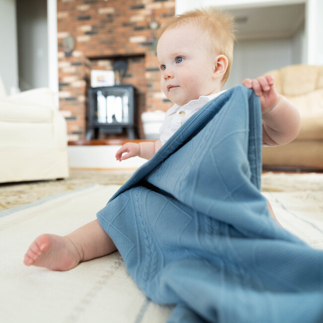 GooseWaddle Knit Blanket, Denim Blue - Blankets - 4