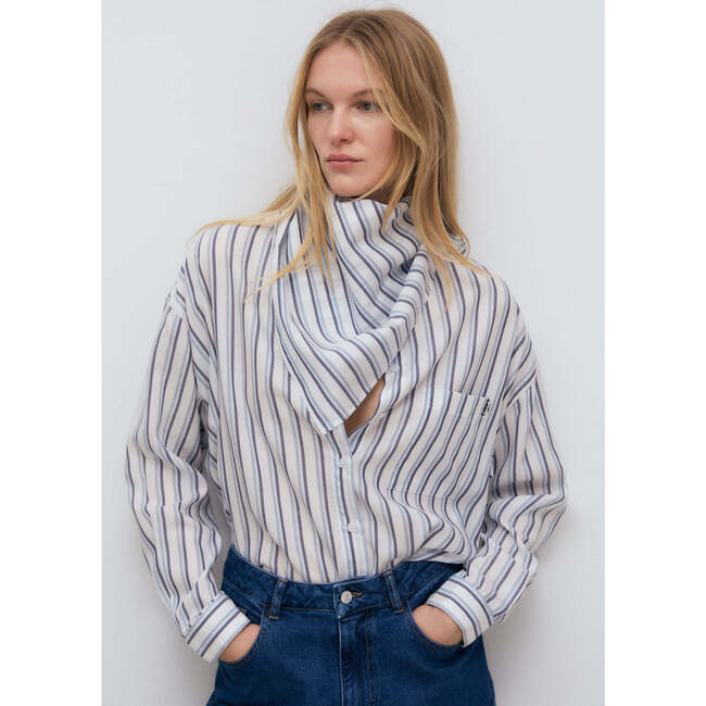 Estela Woman Neck Scarf Infinite Navy Stripes - Scarves - 2