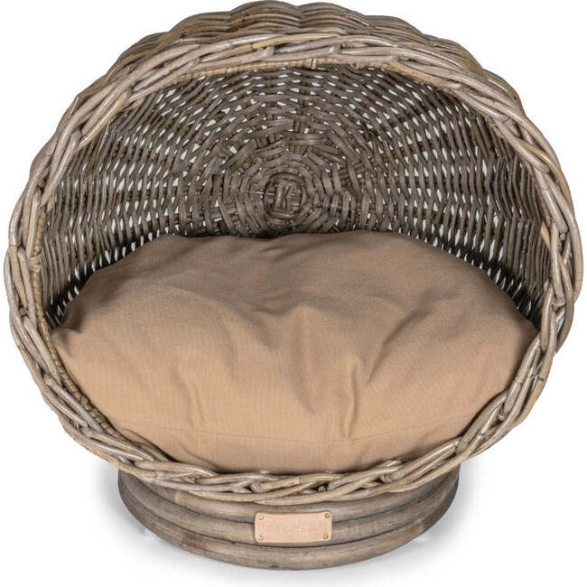 Socket Dome Handwoven Pet Bed with Machine Washable Cushion, Kubu Grey